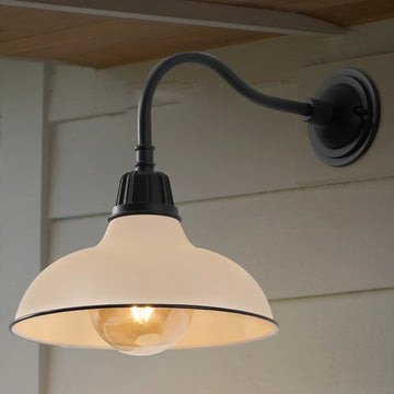 Aurora 12.25" Farmhouse Industrial Indoor/Outdoor Iron LED Gooseneck Arm Outdoor Sconce